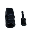 7/8 Inch Tapered Male Square Drive Adapter Pipe Plug Socket For Converting Hand Crank Winch To Electric Motorized System, black steel construction.