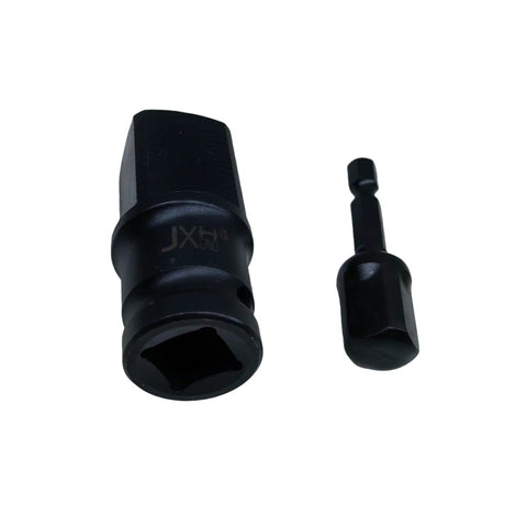 7/8 Inch Tapered Male Square Drive Adapter Pipe Plug Socket For Converting Hand Crank Winch To Electric Motorized System, black steel construction.