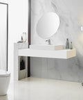 Waterfall Bathroom Faucet Chrome Finish Modern Single Hole Lavatory Sink Mixer Tap Brass Construction With Supply Hose Polished Chrome Vanity Faucet For Easy Install No Fuss Bathroom Remodel installed in white sink with marble wall backdrop.