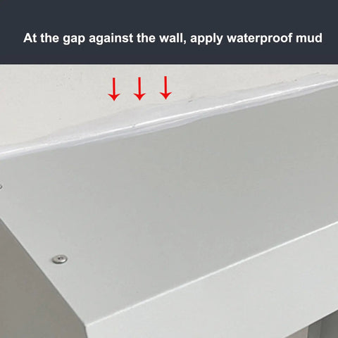 Top Shelf EV Charger Cover With Hella Tough Metal Shield For Wall Mount Stations showing installation detail with waterproof mud application.