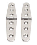 Tough As Nails Heavy Duty Strap Hinges, 1 Pair Real Deal Stainless Steel Marine Grade Hardware, three holes, mirror polish finish.