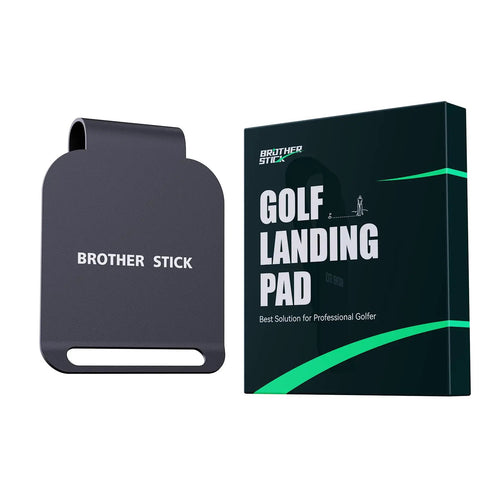 Magnetic Metal Landing Pads For Golf Bags next to packaging, showcasing rugged design for rangefinders and accessories storage.
