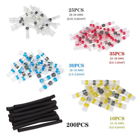 Top Tier 300 Pcs Waterproof Heat Shrink Tube Solder Seal Sleeves Insulated Electrical Connectors Kits With Wire Butt Terminals And Handy Storage Box For Every Electrical Fix You Gonna Crank Out This Season. Assorted 200pcs heat shrink butt connectors with AWG sizes and black tubing