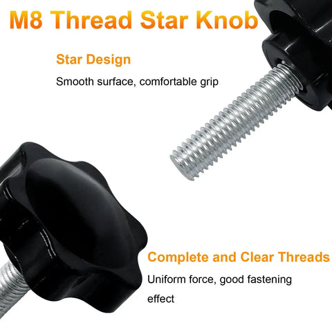 Grab These Solid M8 X 30mm Hex Clamping Knobs 2 Pack Black Machine Screw Thumb Wheels for quick tweaks and grip detail with threads.
