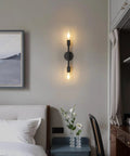Two Light Vanity Sconce in Matte Black, Double Wall Light for Hallway Kitchen Bathroom, Slick Modern Industrial Look with E26 Base