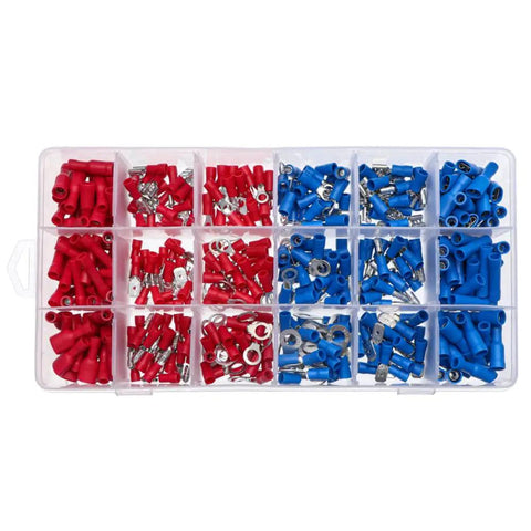 A Slick Set Of 400 Assorted Insulated Fork Wire Spade Terminals With Crimping Rings For Tough Car Wiring Jobs And General Electrical Gadgets That Keep Everything Connected Smooth. 400pc red and blue kit in organizer