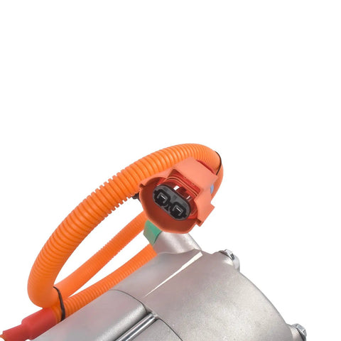 Bolt Right In 125W Belt Driven AC Compressor For Tesla Model S And Model X 2016 To 2020 showing electrical connector and wiring.