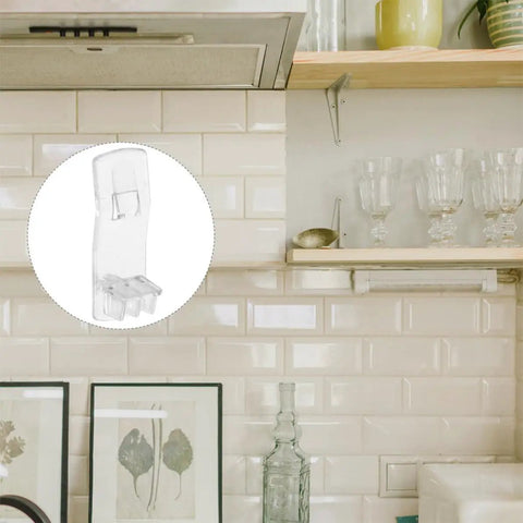 50 Pack White Plastic Shelf Support Pegs For Cabinets And Living Room Shelves with a modern clean look in a kitchen setup.