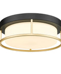 Dope Industrial Chic LED Flush Mount Ceiling Light 12 Inch 24W 1100 Lumens Dimmable 3000K Matte Black Gold Frame With Frosted Glass