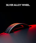 Es FS1 Wireless Gaming Mouse Pro Level Precision For Real Gamers With 56g Symmetrical Design And Low Profile Hump Black Finish showing silver alloy wheel detail.