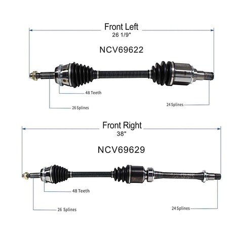 Front CV Axle Shaft Assembly For Toyota Camry 2007 2008 2009 2.4L L4 Automatic Transmission Direct Fit Front Left Right
