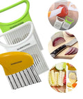 3-piece potato slicer and kitchen gadgets set with crinkle cutter, onion slicer, and mandoline; stainless steel blades