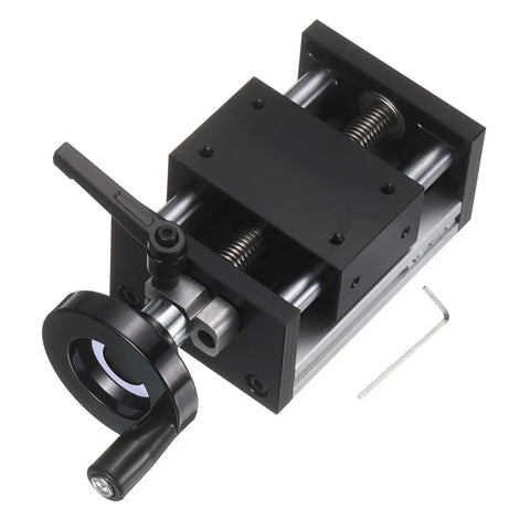 50mm Travel Manual Sliding Table With Double Axis Linear Stage TR12X4 Acme Lead Screw, precision CNC module on white background.