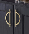 10 Pack Brushed Gold Half Moon Cabinet Pulls With 5 Inch Hole Centers 128mm Zinc Alloy Durable Kitchen Cabinet Hardware Installed