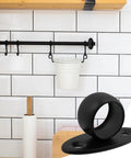 Rock Solid Stainless Steel Closet Rod Flange With Rust Proof Pipe Bracket And Complete Screw Anchor Kit mounted on a tile wall.