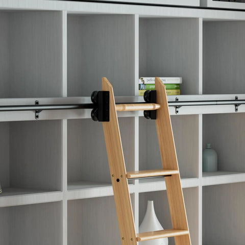 Rolling Library Ladder Kit With Telescopic Upper Roller For Loft Stairs And Bookshelves 3.3ft Sliding Track, carbon steel rail on bookshelf