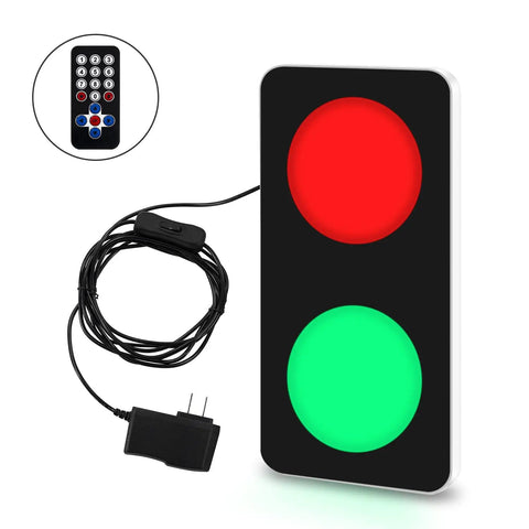 Remote Control Traffic Light Wall Lamp With Red And Green LED DC Nine To Twelve Volt Plug Included Aluminum Frame Ultra Bright