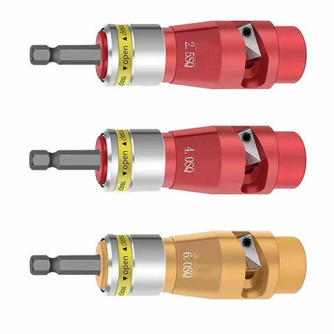 Rugged Aluminum Alloy Electric Wire Stripper And Twist Splicer Fits Standard Power Drills For Small To Medium Gauge Wires No Brainer Install Sweet Results Every Time, three sizes visible.
