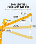 Pickup Truck Bed Crane With 1100 Lb Manual Winch Folding Jib Hoist Steel Construction 360 Degree Swivel Workhorse Mountable