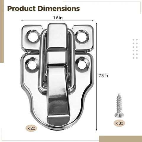 Chic Antique Silver Metal Duckbill Latches, Super Secure Toggle Box Hasps With Lock Hole for Jewelry Cases and Wooden Crafts. 1.6x2.3 in