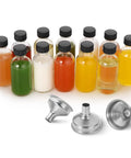 12 Pack 2 Oz 60ml Clear Glass Bottles With Lids And 3 Stainless Funnels Travel Set For Wellness Oils Juices Serums And Samples Leakproof Mini Bottles For Health Care And Beauty On The Go