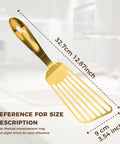 Snailhouse slotted spatula, gold stainless steel high-heat fish turner, 12.9 in long