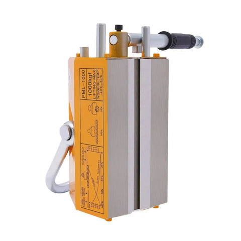 No Drama Heavy Lifts Permanent Steel Magnetic Lifter Rubber Handle Grip, U loop shackle design for easy scrap metal hauling.