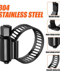20 Pack Black 304 Stainless Steel Hose Clamps Kit Three Quarters Inch To One And One Half Inch 21 To 38 Mm Adjustable Worm Gear