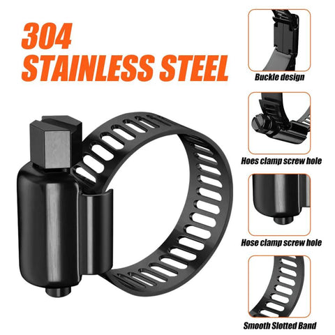 20 Pack Black 304 Stainless Steel Hose Clamps Kit Three Quarters Inch To One And One Half Inch 21 To 38 Mm Adjustable Worm Gear