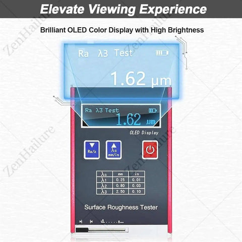 Top Notch Portable Surface Roughness Tester With 0.01 μm Precision Profilometer For Metal Surfaces, Rechargeable, OLED display