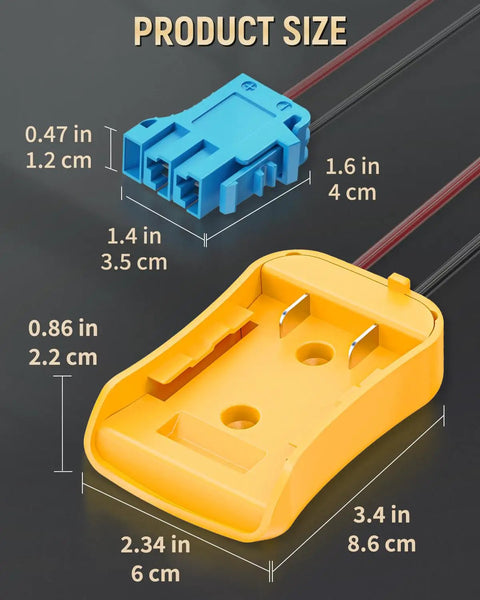 Power Wheel Adapter For Dewalt 20V Lithium Battery And Peg-Perego Riding Toys DC Converter With Original Wire Harness Connector size
