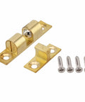 Solid Brass Double Ball Tension Roller Catch Latch For Cabinets And Furniture Doors, Adjustable Gold Tone Door Top Bead With Screws