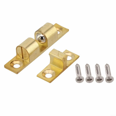Solid Brass Double Ball Tension Roller Catch Latch For Cabinets And Furniture Doors, Adjustable Gold Tone Door Top Bead With Screws