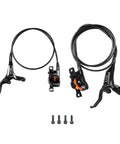 Beefy 2-Piston Hydraulic Disc Brakes Kit For Mountain Bikes, black levers and calipers with 800mm and 1450mm hoses, aluminum alloy