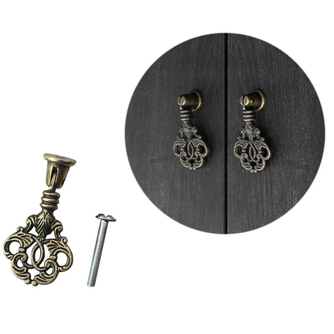 Set Of 4 Vintage Bronze Pendant Handles For Cabinets Drawers And Cupboards And Wardrobe Antique Chinese Style Single Hole Pull Knobs with screws