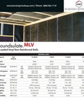 Heavy Duty Two Inch Thick Mass Loaded Vinyl With Foil Faced Quilted Fiberglass Decoupler Soundproof Barrier For Pipes Walls And Tanks Two Rolls Serving Up Two Seventy Square Feet Of Straight Up Big League Acoustic Noise Control Solutions material data chart.