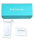 Helena branded turquoise box with white pouch and cloth for Women Cat Eye Sunglasses UV400 Protection Modern Retro Shades.