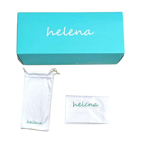 Helena branded turquoise box with white pouch and cloth for Women Cat Eye Sunglasses UV400 Protection Modern Retro Shades.
