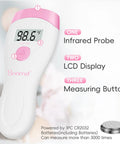 Non Touch Forehead Thermometer Digital 2 In 1 Infrared Thermometer For Adults Kids And Babies With Fever Alarm Instant Reading Medical Grade Accuracy With Backlit LCD For Easy Day And Night Readings, pink