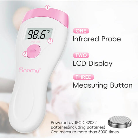 Non Touch Forehead Thermometer Digital 2 In 1 Infrared Thermometer For Adults Kids And Babies With Fever Alarm Instant Reading Medical Grade Accuracy With Backlit LCD For Easy Day And Night Readings, pink
