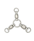 3-Way Ball Bearing Fishing Swivels, Brass And Stainless Steel Rolling Barrel, 10 Pack, Handles Up To 104lbs, Reduces Line Twist On Deep Drop Rigs And Lure Rotations. three-way swivel