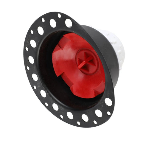 Freestanding Bathtub Drain Kit, Brass ABS Construction with black flange and red stopper for drainage installation.