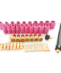 Gas Lens Collet Body Kit For TIG Torches Fits SR WP9 WP20 WP25 53 Piece Consumables Set with collets and nozzles