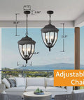 Outdoor Pendant Light Fixture For Porch And Entryway In Black Finish With Seeded Glass Lantern Chandelier on porch