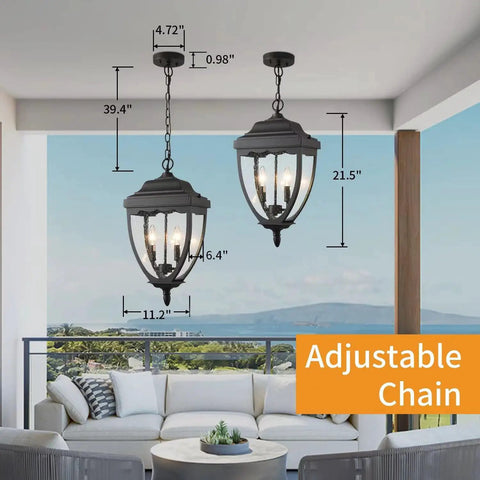 Outdoor Pendant Light Fixture For Porch And Entryway In Black Finish With Seeded Glass Lantern Chandelier on porch