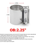 Beefy 2.25 Inch Exhaust Clamp Set For Cars Dual Butt Joint Band Sleeve Connector Stainless Steel Muffler Clamp side view