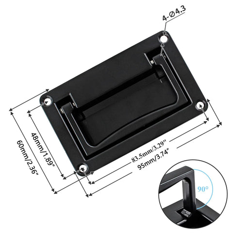 Concealed Recessed Pull Handle In Black Zinc Alloy Flush Mount Hidden Door Hardware For Cabinets Closets And Drawers 95mm By 60mm