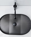 USZWBY Bathroom Vessel Sink Stainless Steel Bathroom Vanity Sink Black Matt Vessel Sink 21.6"X13.7" Above Counter View