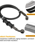 Braided Stainless Steel Motorcycle Brake Line 60cm 23.6in Hydraulic Clutch Oil Pipe Replacement For ATV Dirt Bike Pit Bike Motorbike Durable Rust-Resistant Banjo Ends shown in packaging with PVC film and braided steel details.