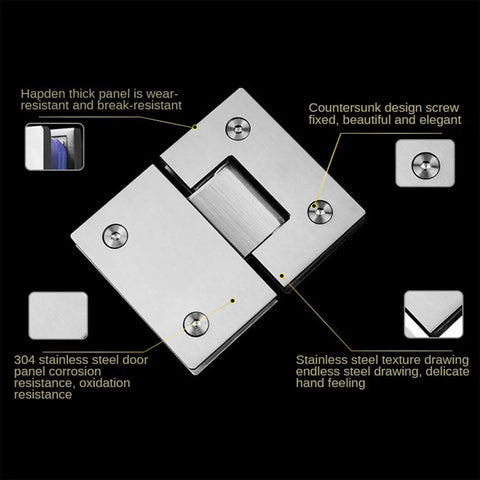Heavy Duty Stainless Steel Bathroom Shower Frameless Glass Door Hinge Clamp Featuring 180 Degree Pivot And Killer Brushed Finish Rock Solid Daily Use Hardware close-up showing durability features and design details.